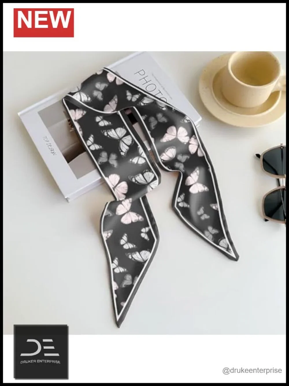 Polyester Satin Silk Feeling Fashion Scarf - Long Thin Scarf for Hair Neck Bag